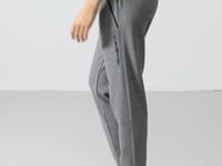 Grey Melange Compact Cotton Thick Smooth Textured Standard Fit Women's Tracksuit Bottom - 94660