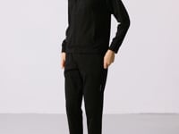 Black Hooded Hidden Pocket Detailed Standard Fit Women's Tracksuit Set - 95306