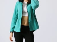 Straight Collar Zippered Comfort Fit Women's Fleece Sweatshirt - 97173