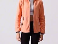 Melon Inside Stand-Up Collar Zippered Comfort Fit Women's Fleece Sweatshirt - 97173