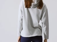 Thick Stone Soft Textured Hooded Oversize Embroidered Fleece Women's Sweatshirt -97286