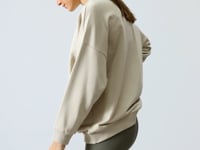 Compact Neck Cotton Thick Smooth Textured O Collar Oversize Fit Women's Sweatshirt - 97288