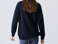 Indigo Compact Cotton Thick Smooth Textured O Collar Oversize Fit Women's Sweatshirt - 97288