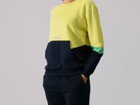 Yellow Compact Cotton Thick Smooth Textured O Collar Oversize Fit Women's Sweatshirt - 97289