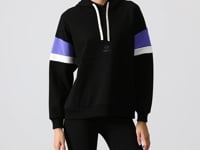 Black Compact Cotton Thick Smooth Textured Hooded Oversize Fit Women's Sweatshirt - 97290