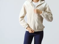 Thick Soft Textured High Collar Oversize Embroidered Fleece Women's Sweatshirt - 97293