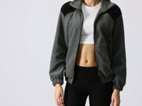 Thick Right Soft Textured High Collar Oversize Embroidered Fleece Women's Sweatshirt - 97293