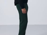 Forest Green Cotton Thick Fleece-Lined Soft Textured Oversize Embroidered Men's Tracksuit Bottom -82146