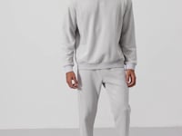 Stone Compact Cotton Thick Smooth Textured O Collar Comfort Fit Men's Tracksuit Set -85263