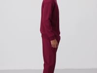 Purple Compact Cotton Thick Smooth Textured O Collar Comfort Fit Men's Tracksuit Set -85263