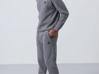Grey Melange Cotton Thick Fleece-Lined Soft Textured Comfort Fit Embroidered Men's Tracksuit Set -85265