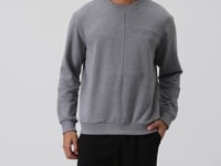 Grey Melange Compact Cotton Thick Smooth Textured O Collar Standard Fit Men's Sweatshirt -88405