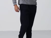 Navy Blue Hidden Zipper Comfort Fit Elastic Cuff Fleece Men's Tracksuit Bottom - 84866