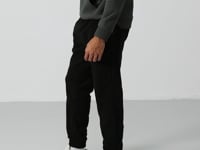 Black Hidden Zipper Comfort Fit Jogger Polar Men's Tracksuit Bottom - 84866