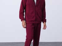Purple Thick Soft Textured Comfort Fit Embroidered Men's Tracksuit Set - 85269