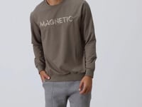 Dark Beige Embroidered O Collar Comfort Fit Fleece-Lined Men's Sweatshirt - 88020
