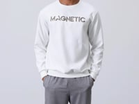 Ecru Embroidered O Collar Comfort Fit Fleece-Lined Men's Sweatshirt - 88020