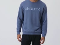 Petrol Blue Letter Embroidered O Collar Comfort Fit Fleece Lined Men's Sweatshirt - 88020