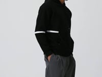 Black Cotton Thick Fleece-Lined Soft Textured Comfort Fit Embroidered Men's Sweatshirt - 88417