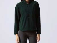 Forest Green Thick Soft Textured Hooded Oversize Embroidered Fleece Women's Sweatshirt -97286