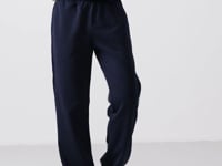 Navy Blue Textured Surface Comfortable Fit Palazzo Men's Trousers - 82164