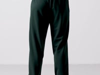 Pine Green Textured Surface Comfortable Fit Palazzo Men's Trousers - 82164