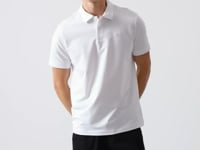 White Basic Chest Logo Standard Fit Knitted Polo Collar Men's T-Shirt - 87768