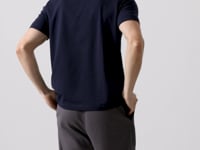 Navy Blue Basic Chest Logo Standard Fit Knitted Polo Collar Men's T-Shirt - 87768