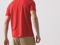 Red Basic Chest Logo Standard Fit Knitted Polo Collar Men's T-Shirt - 87768