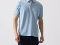 Navy Blue Basic Chest Logo Standard Fit Knitted Polo Collar Men's T-Shirt - 87768