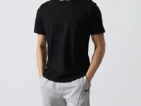 Black Men's Basic Short Sleeve Standard Fit O Neck T-shirt - 87911