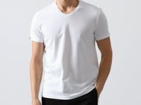 White Basic Short Sleeve Regular Fit V Neck Men's T-Shirt - 87912