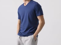 Indigo Basic Short Sleeve Standard Fit V-Neck Men's T-Shirt - 87912