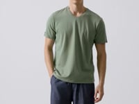 Light Green Basic Short Sleeve Standard Fit V Neck Men's T-Shirt - 87912