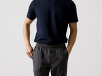 Navy Blue Basic Short Sleeve Regular Fit V-Neck Men's T-Shirt - 87912