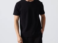 Black Textured Surface Comfort Fit Basic Men's T-Shirt - 88436