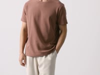 Brown Textured Surface Comfort Fit Basic Men's T-Shirt - 88436