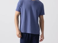Dark Blue Textured Surface Comfort Fit Basic Men's T-Shirt - 88436