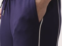 Dark Purple Soft Textured Side Panel Detailed Wide Leg Women's Palazzo Trousers - 94669