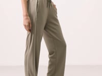 Dark Beige Soft Textured Side Panel Detailed Wide Leg Women's Palazzo Trousers - 94669