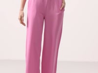 Fuchsia Linen Wide Leg Comfort Fit Women's Palazzo Trousers - 94675