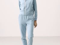 Light Blue Hooded Zippered Oversize Women's Tracksuit Set - 95328