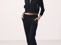 Black Hooded Zippered Oversize Women's Tracksuit Set - 95328