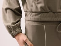 Dark Beige Soft Textured High Collar Oversize Elastane Women's Tracksuit Set - 95349