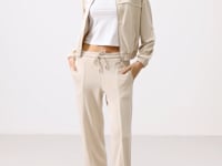Soft Woven High Collar Oversize Elastane Women's Tracksuit Set - 95349