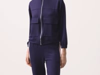 Dark Purple Soft Textured High Collar Oversize Cargo Pocket Women's Crop Top Sweatshirt - 97301