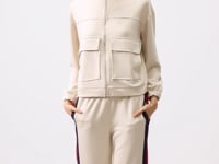 Soft Textured High Collar Oversize Cargo Pocket Women's Crop Top Sweatshirt - 97301