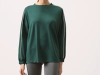 Green Soft Textured O Collar Oversize Women's Tunic Sweatshirt - 97303
