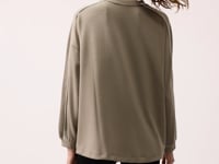 Dark Beige Soft Textured O Collar Oversize Women's Tunic Sweatshirt - 97303