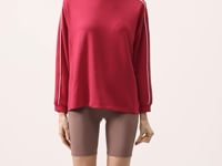 Viva Red Soft Textured O Collar Oversize Women's Tunic Sweatshirt - 97303